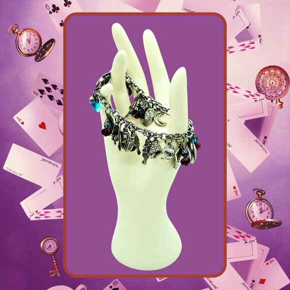 Alice in Wonderland Inspired Charm Bracelet – Silver Tone – Magical, Storybook - Picture 4 of 10